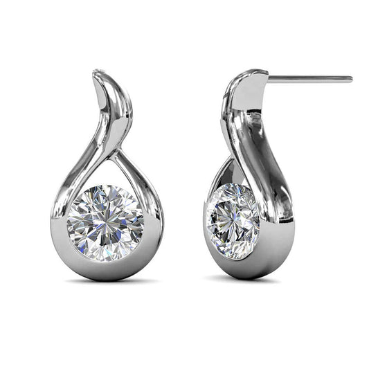 Golvende oorbellen - zilver en kristal
