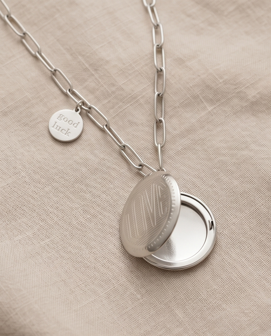 Verzilverde Roestvrijstalen Gedenkketting 📸✨