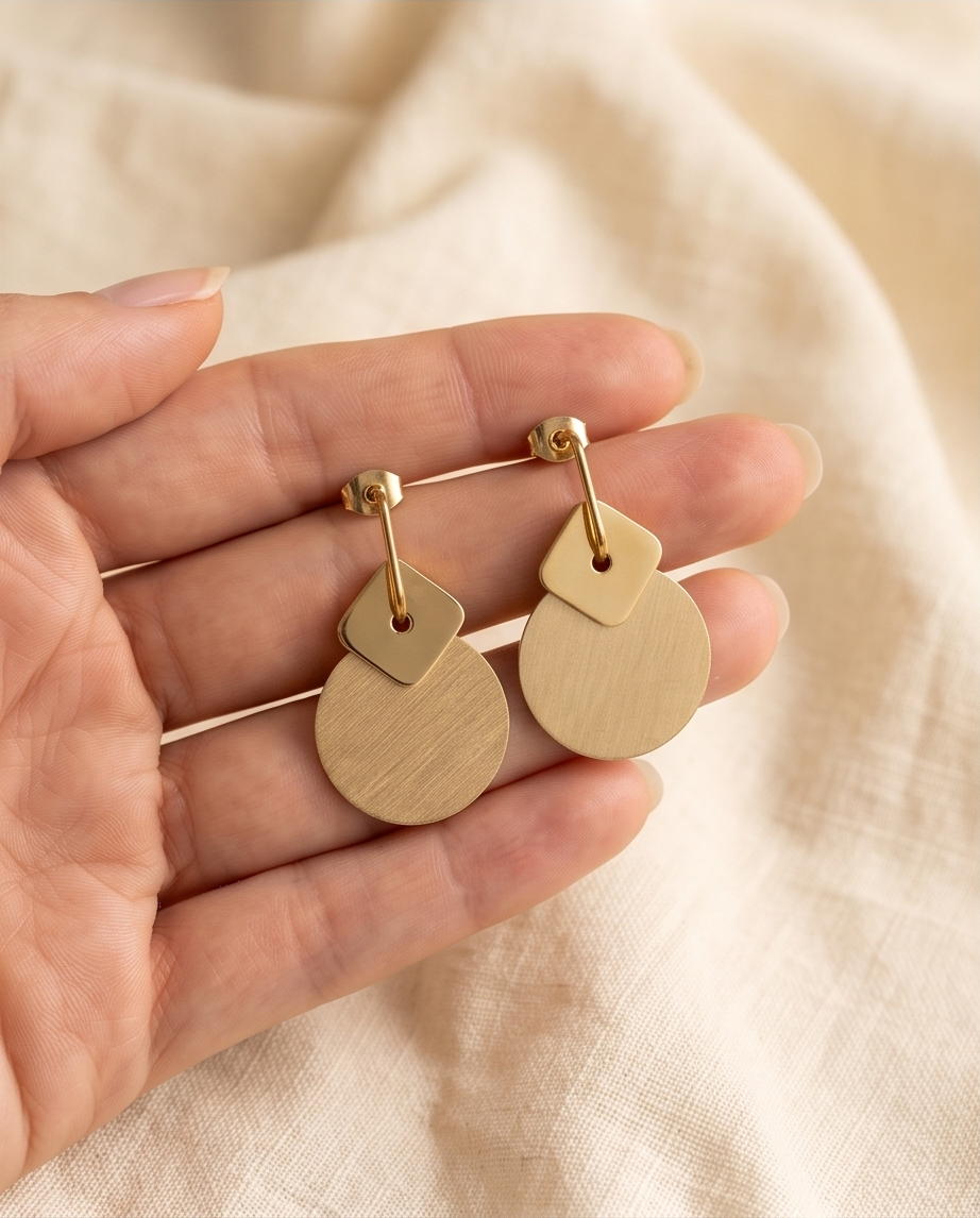 Boucles d'oreilles pendantes en acier inoxydable: doré