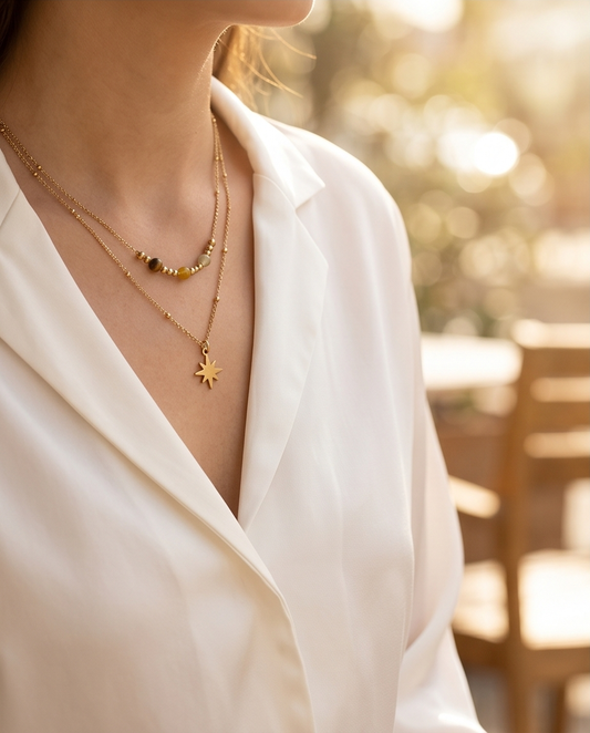Dubbele Gouden Sterrenketting van Roestvrij Staal ✨⭐