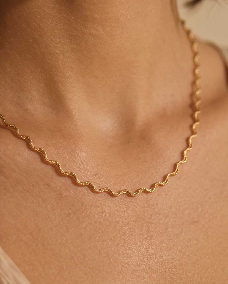 Collier Ondine en acier inoxydable doré