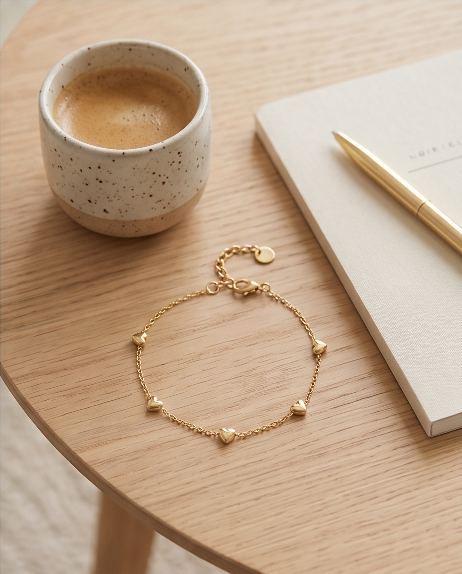 Stainless Steel Heart Bracelet – Gold 💖✨