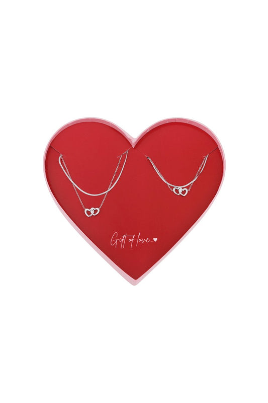Zilveren Harten Schakelketting en Armband 