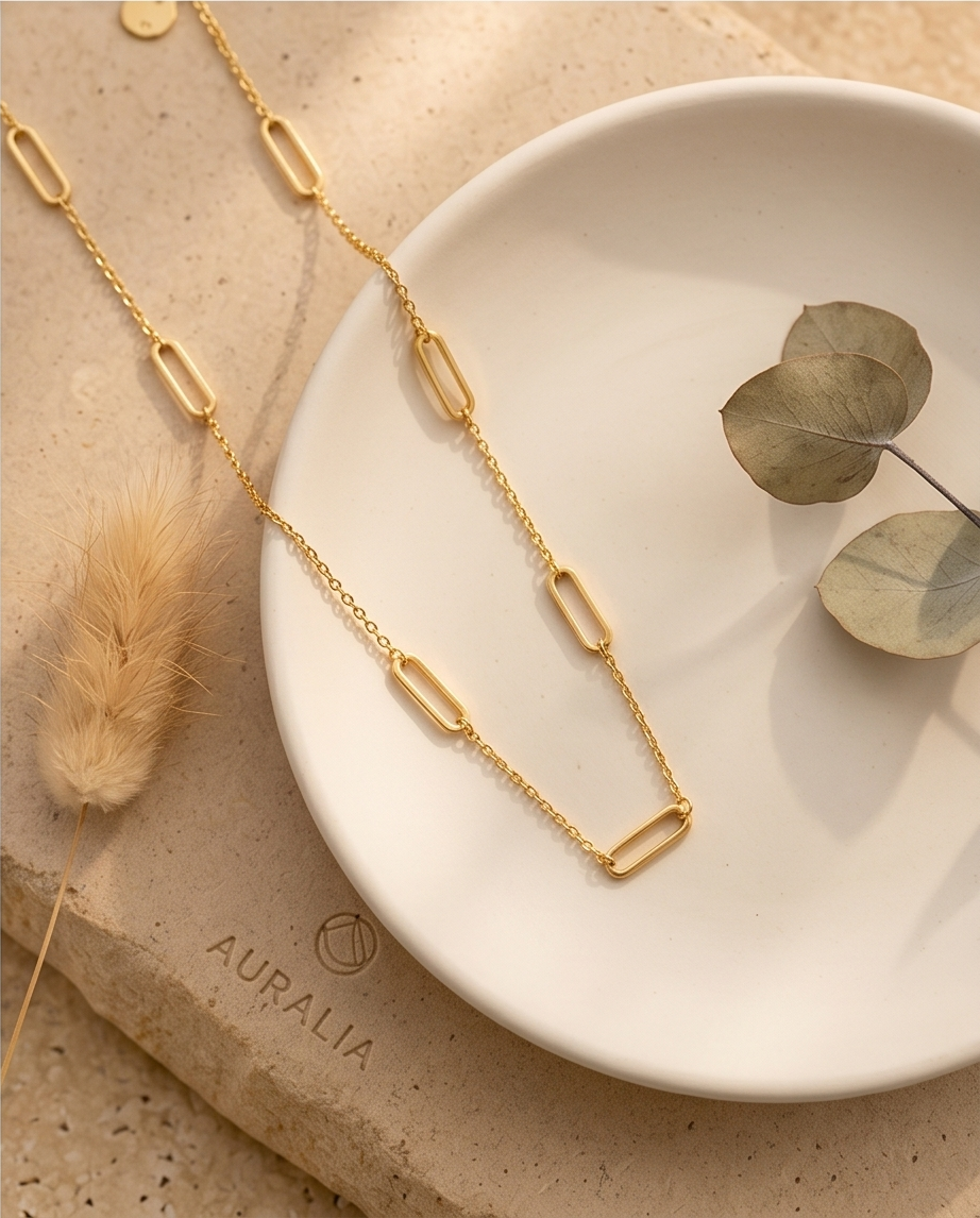 Moderne schakelset van roestvrij staal (ketting & armband) – Goud- of zilverkleurig