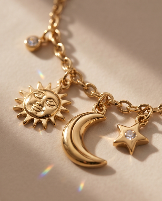 Collier Céleste Doré en Acier Inoxydable ✨🌙