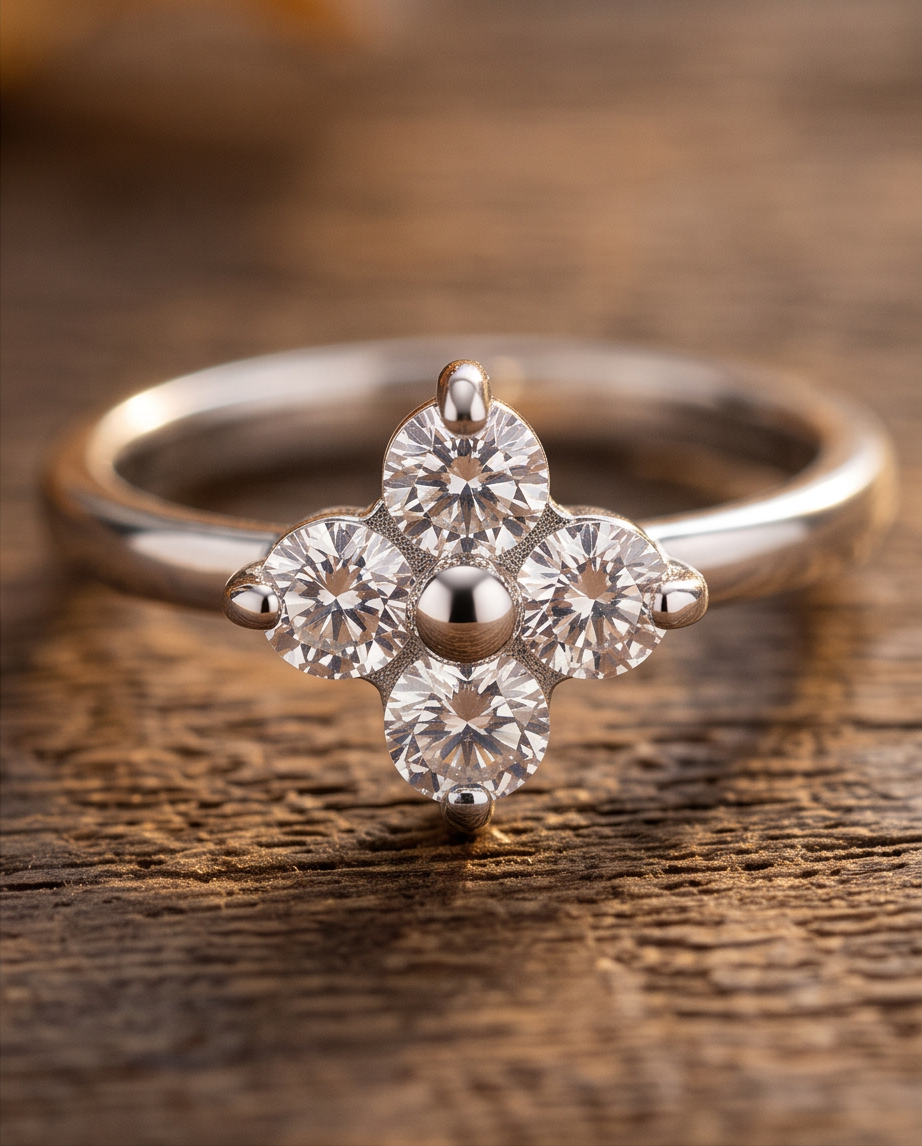 Bague Flora en acier inoxydable argentée