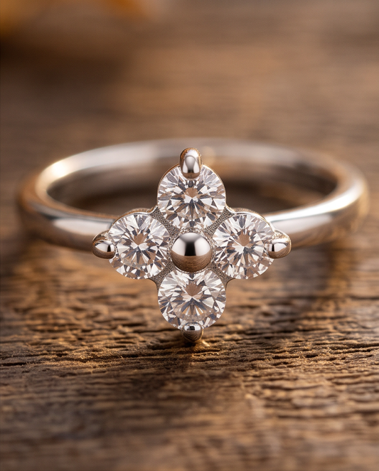 Bague Flora en acier inoxydable argentée