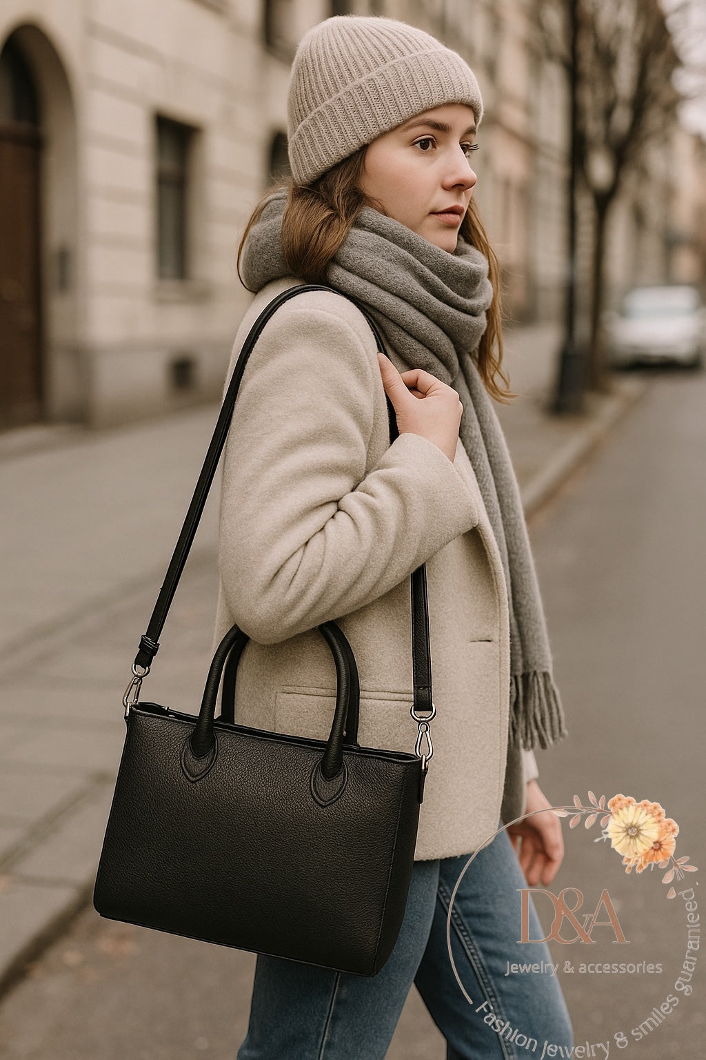 Leren handtas - Egizia zwart