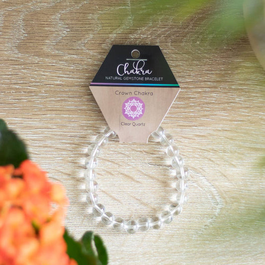 Bracelet en quartz transparent Crown Chakra avec pierres précieuses