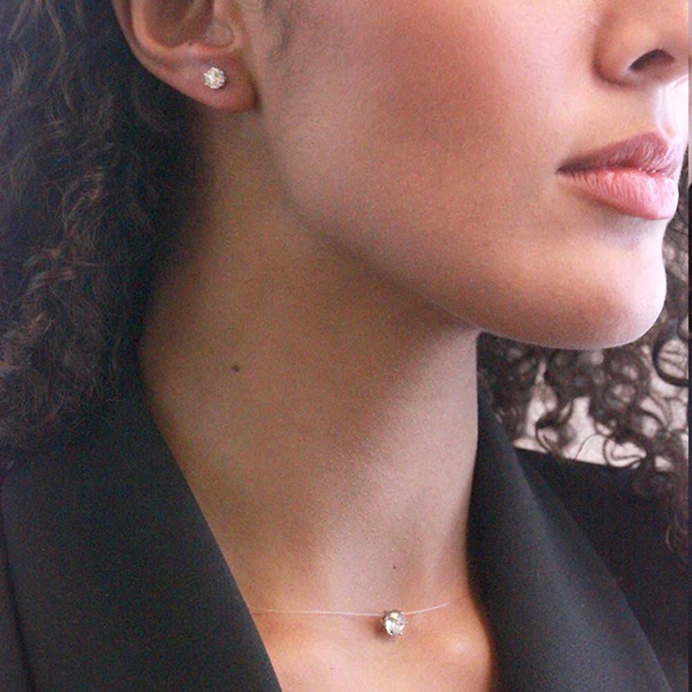 Boucles d'oreilles Avril- Argenté et Cristal