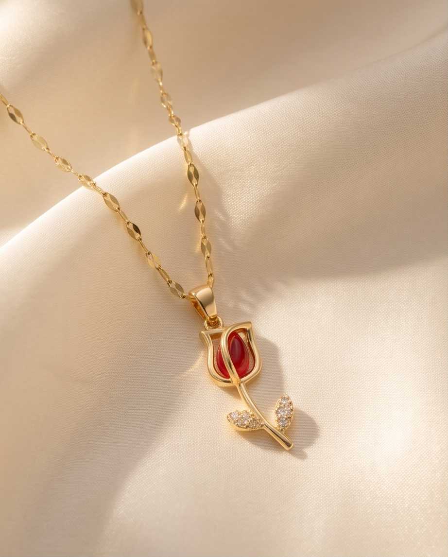 Rood Roze Roestvrijstalen Ketting 🌹✨