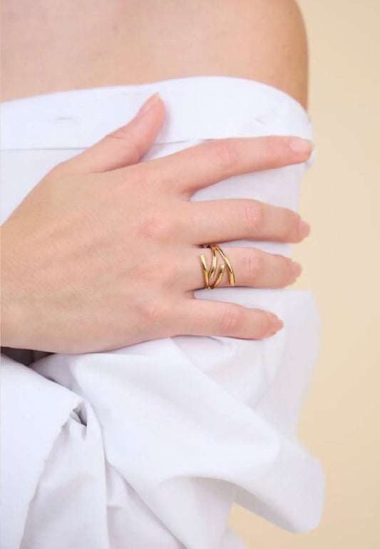 Bague Ajustable asymétrique: doré