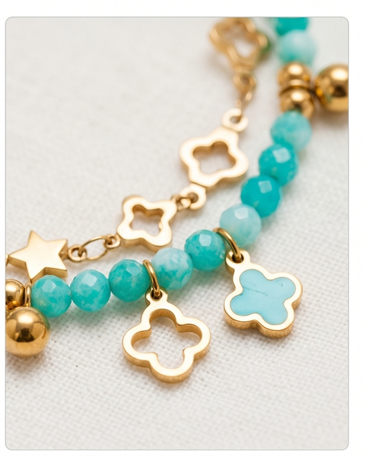 Bracelet Diana multi-rangs – turquoise
