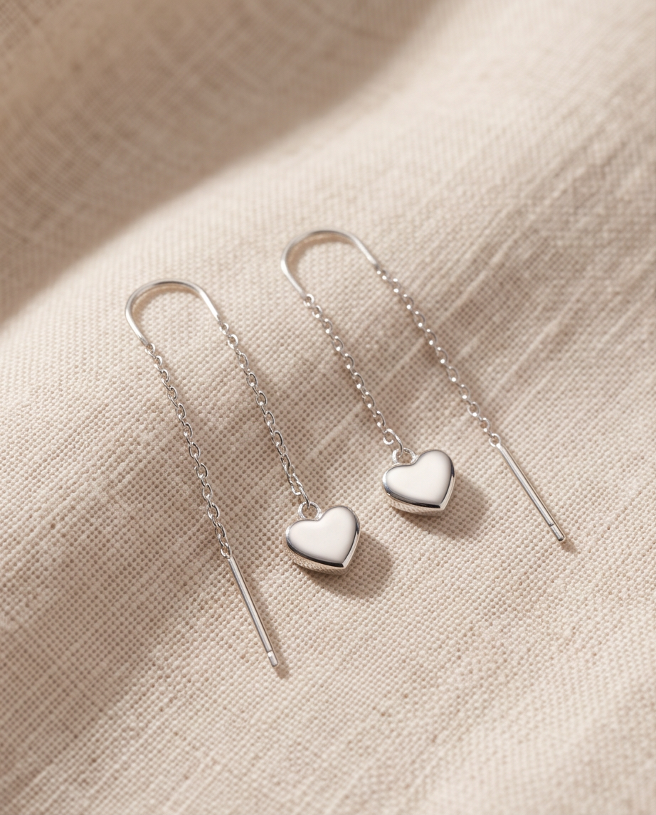 Boucles d’oreilles Amora Cœur pendantes en acier inoxydable – Doré ou Argenté