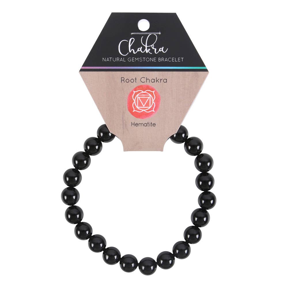 Bracelet en pierres précieuses en cristal d'hématite du chakra racine