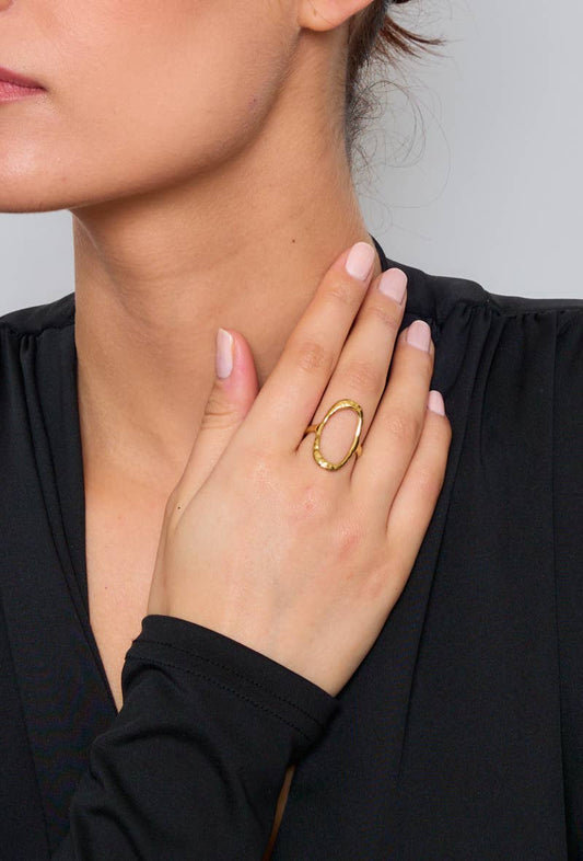 Bague texturé en acier inoxydable : Or