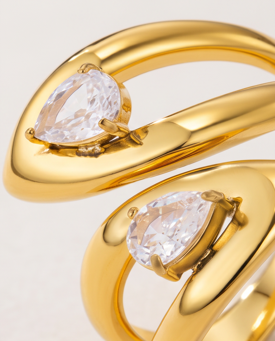 Bague Jade en acier inoxydable – Doré ou Argenté