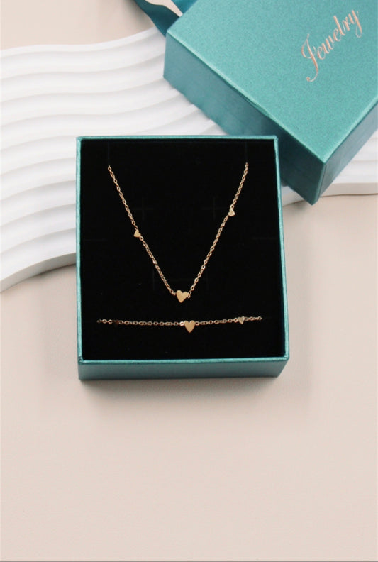 Parure coeur avec coffret bijoux