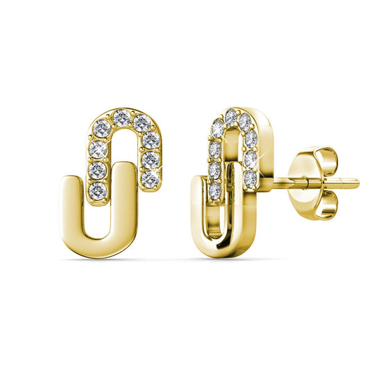 Boucles d'oreilles Union - Doré et Cristal