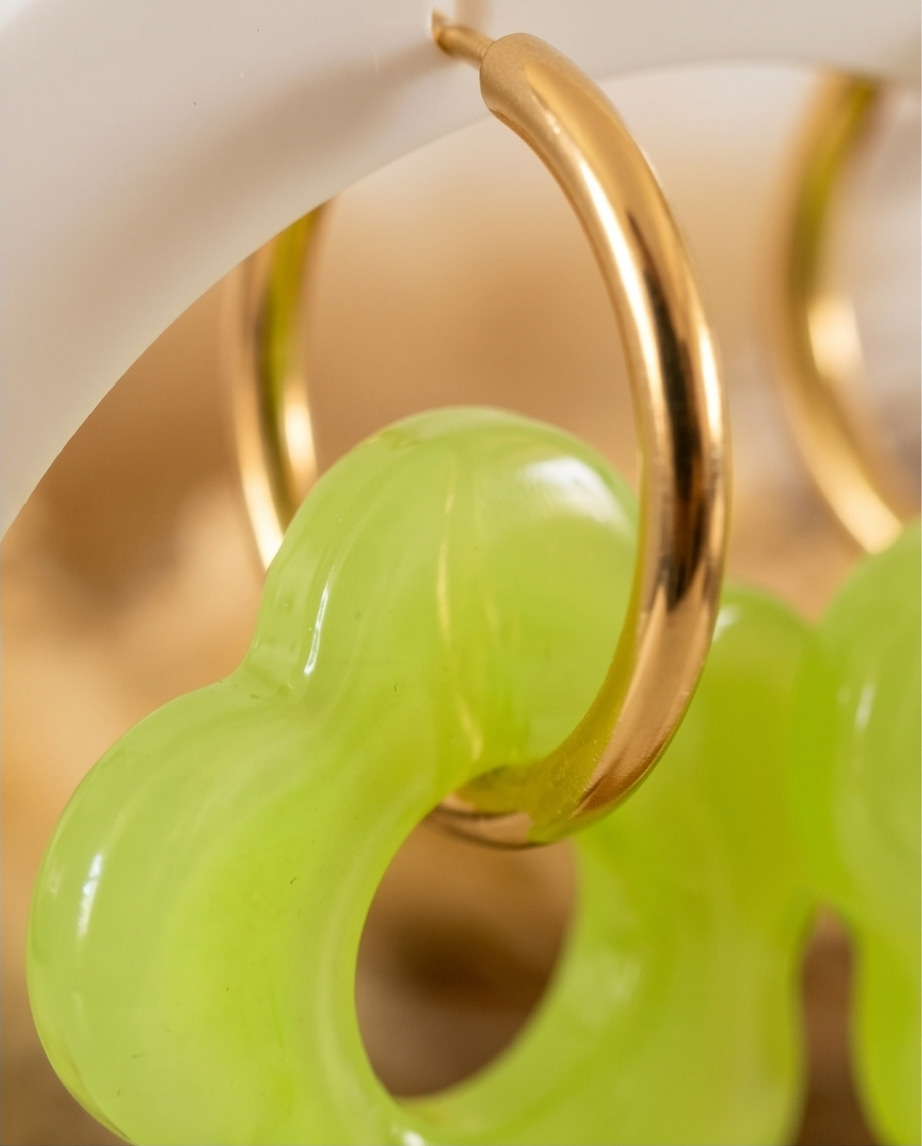 Green flower earrings