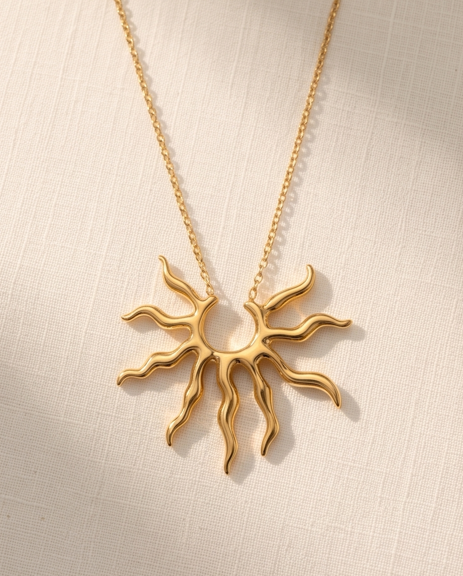 Golden Sun Rays Stainless Steel Necklace ☀️✨