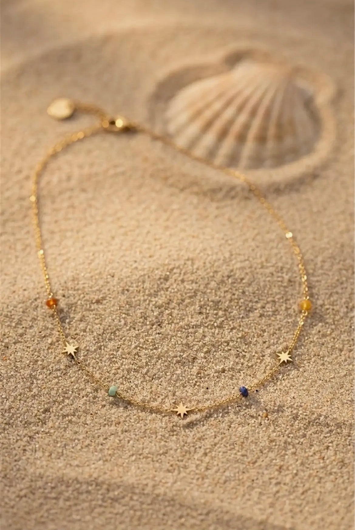 Collier étoile & perles multicolores – Good vibes only