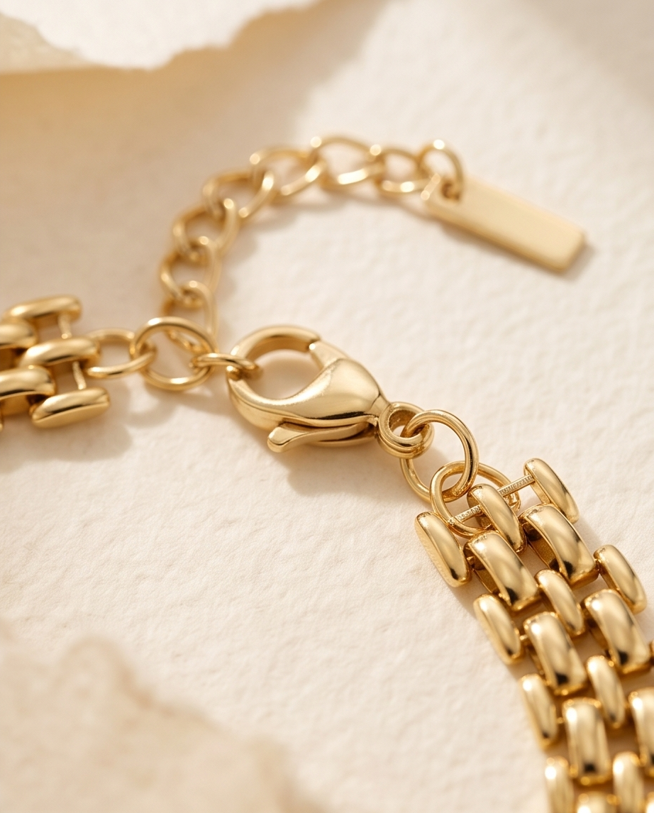Bracelet Wira doré en acier inoxydable – Glow au quotidien ✨