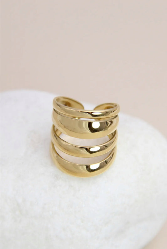 Bague ajustable multi-bandes en acier inoxydable