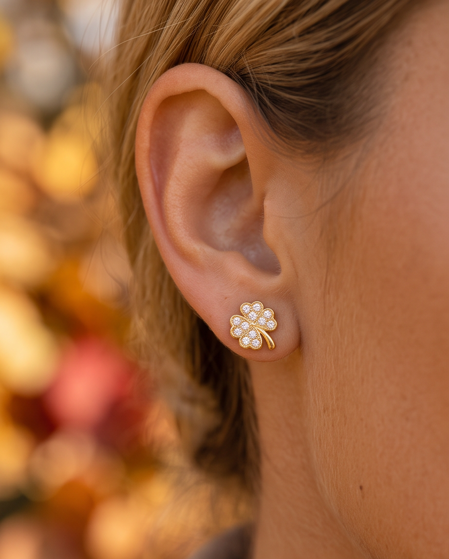 Boucles d’oreilles Clover trèfle dorées
