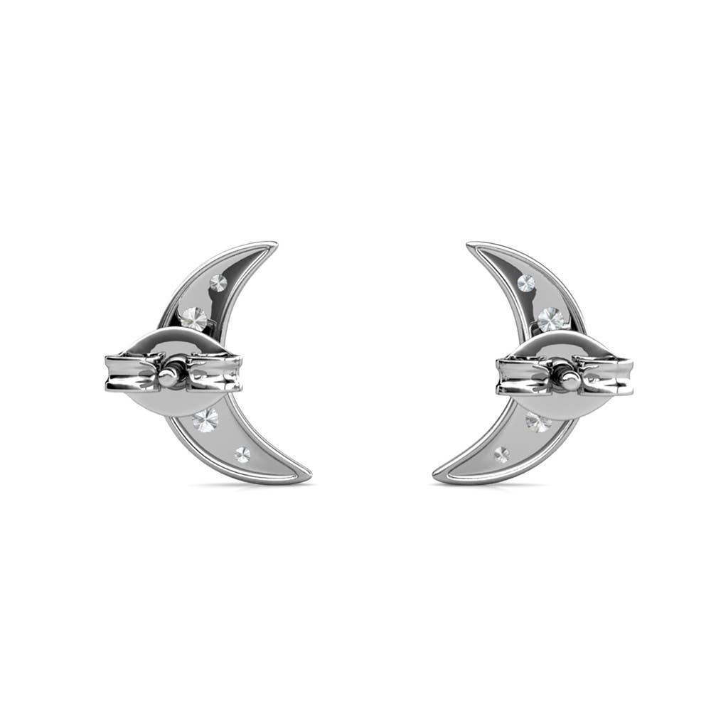 Boucles d'oreilles Crescent Moon - Argenté et Cristal