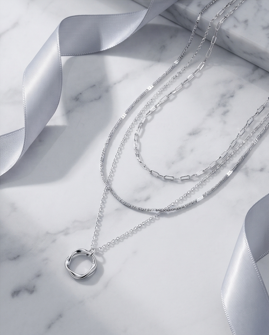 Triple Stainless Steel Necklace ✨🩶