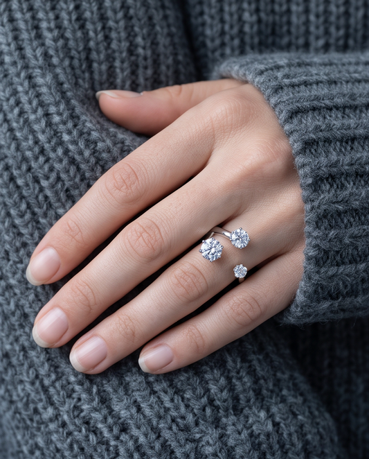 Bague Alaska en acier inoxydable argentée