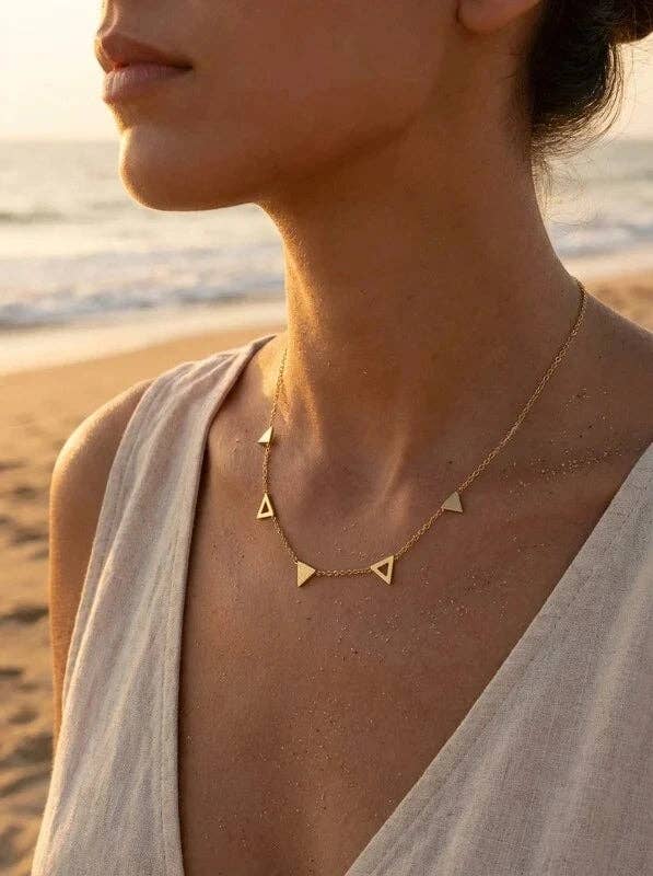Geometric Triangle Necklace in Stainless Steel – Gold or Silver