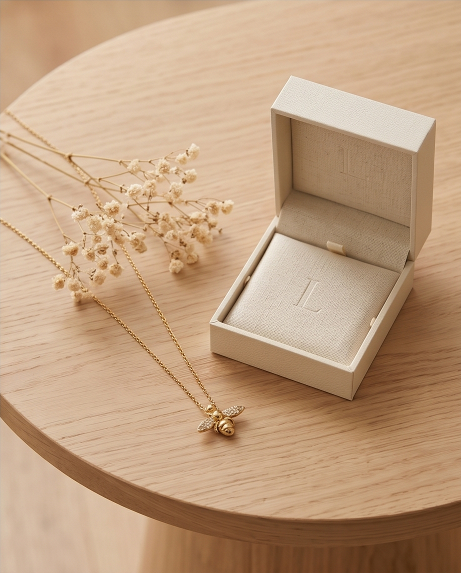 Collier Abeille Dorée en acier inoxydable – Élégance brillante