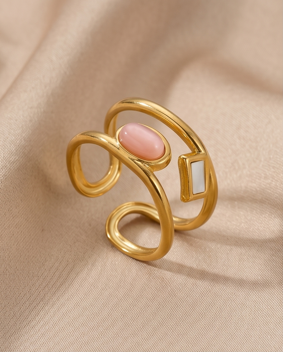 Bague Daisy rose ou blanche en acier inoxydable waterproof ✨