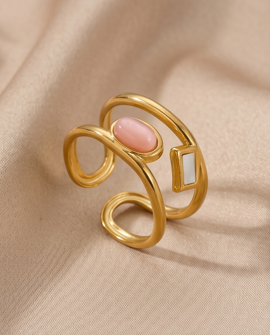 Bague Daisy rose ou blanche en acier inoxydable waterproof ✨