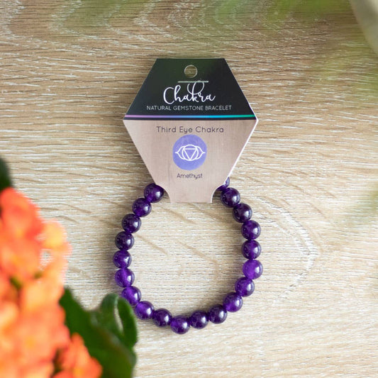 Bracelet avec pierres précieuses en améthyste du chakra du troisième œil
