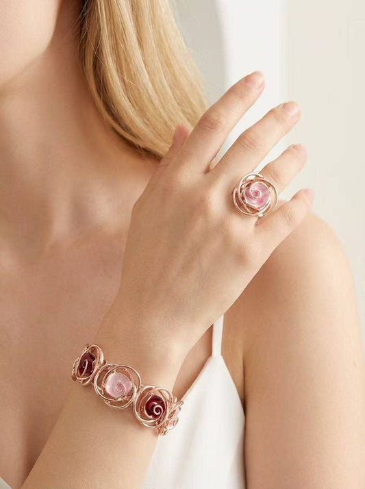 Bracelet fleurs coloré: Rose