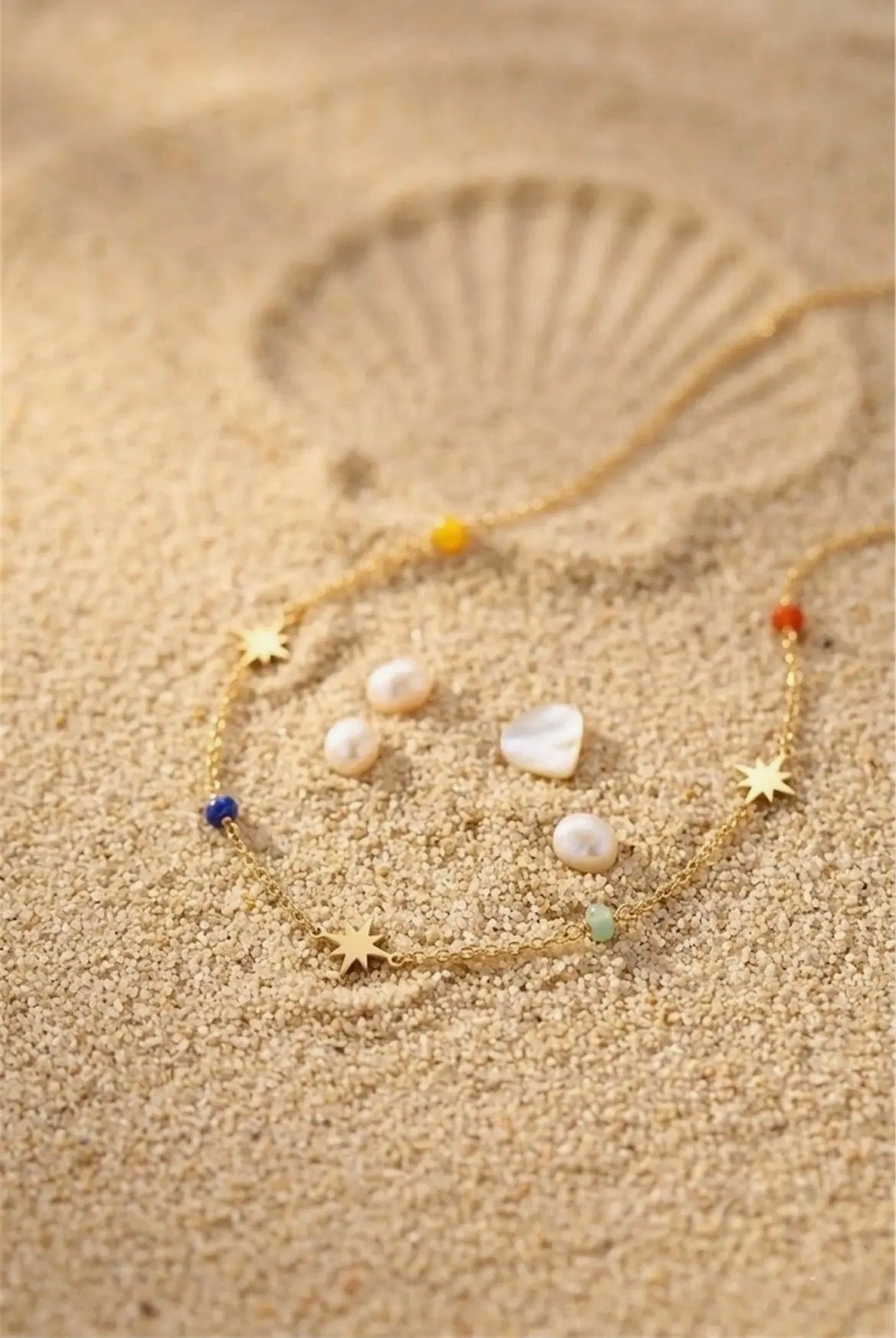 Collier étoile & perles multicolores – Good vibes only