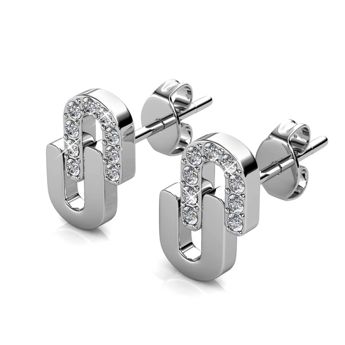 Union Oorbellen - Zilver en Kristal