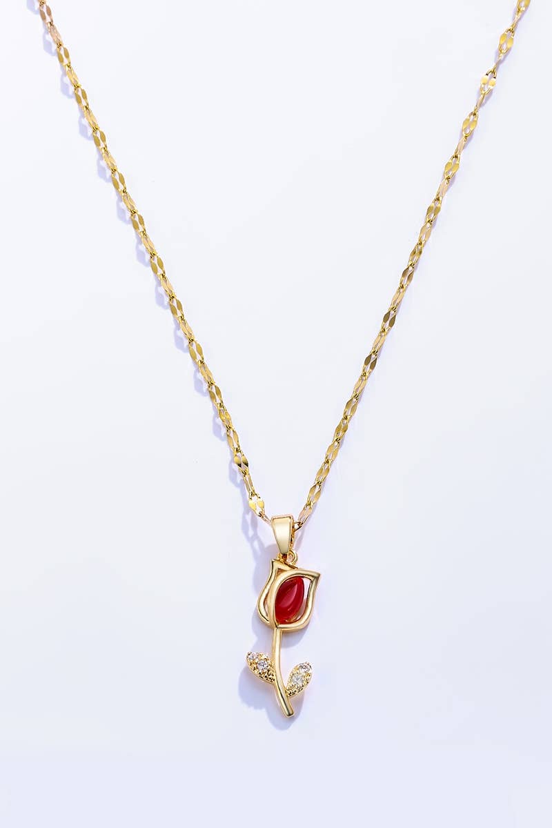 Colliers Rose en acier inoxydable jaune et or