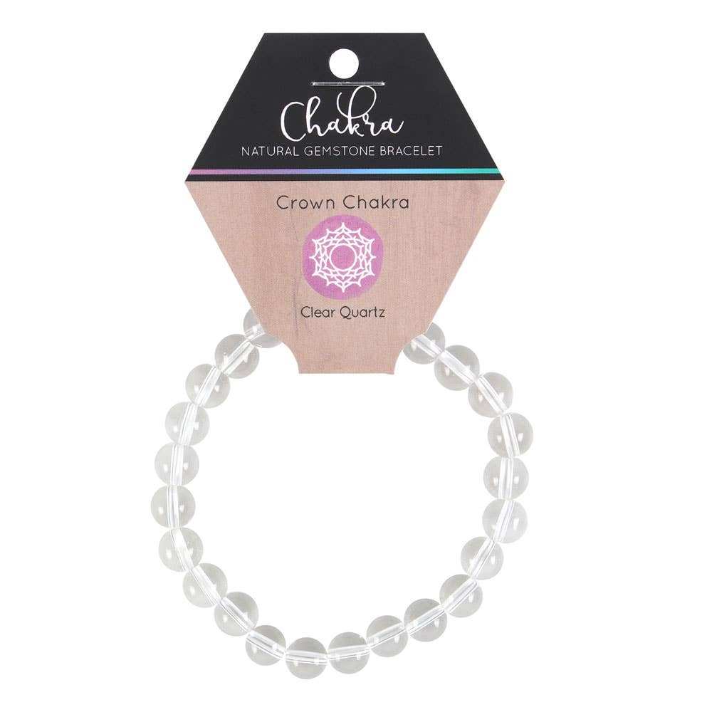 Bracelet en quartz transparent Crown Chakra avec pierres précieuses