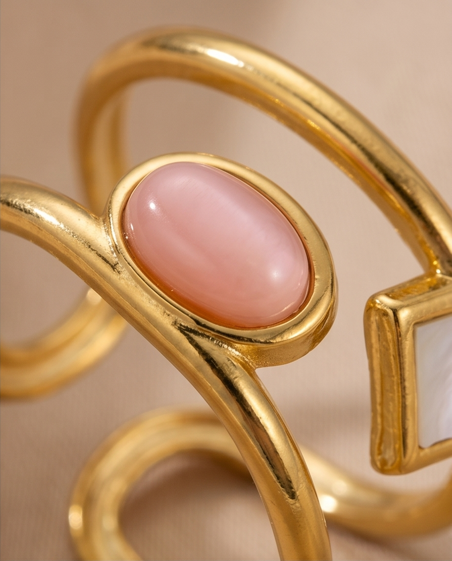 Bague Daisy rose ou blanche en acier inoxydable waterproof ✨