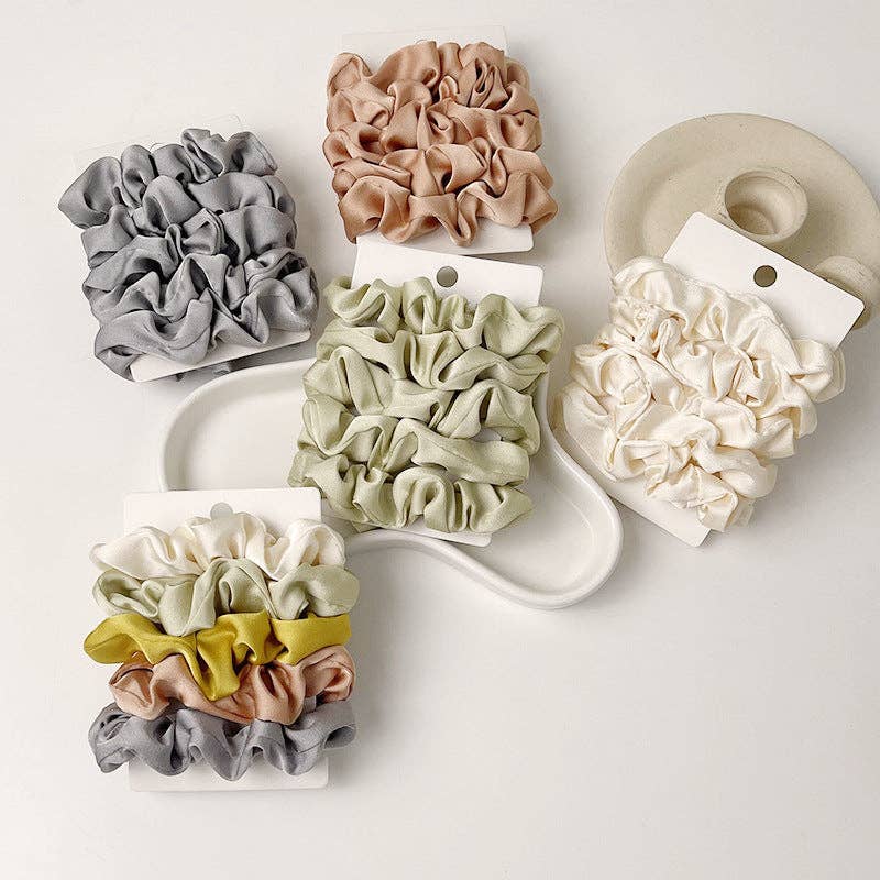 GIFTY - Ensemble de 5 chouchous pour cheveux en satin: MULTI