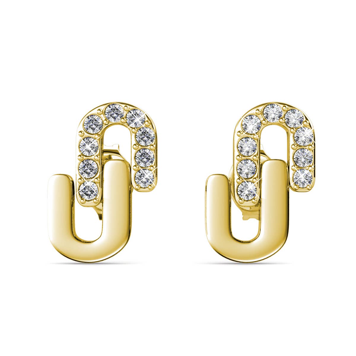 Boucles d'oreilles Union - Doré et Cristal