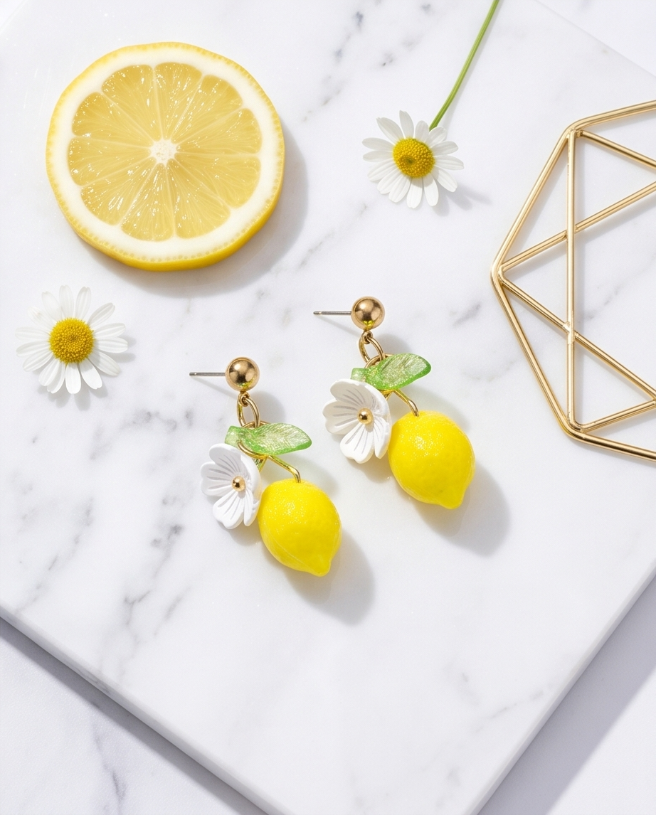 🍋 Oorbellen Citroen & Bloem – Frisse en energieke elegantie