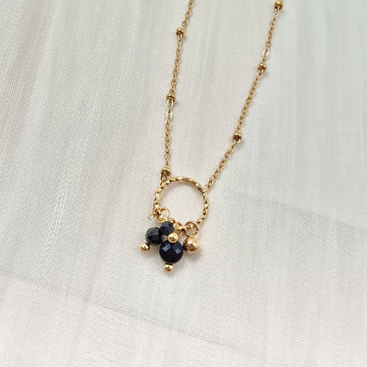 Bracelet chaîne simple  - Mila: Onyx noir