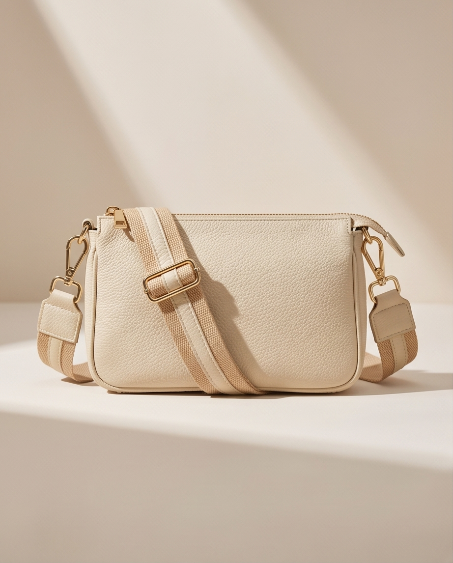 Beige leren schoudertas – Natuurlijke elegantie