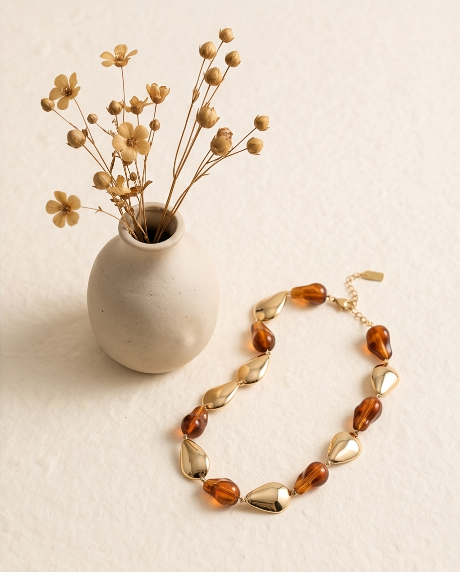 Collier Gabrielle ambre – Glow chaud & solaire
