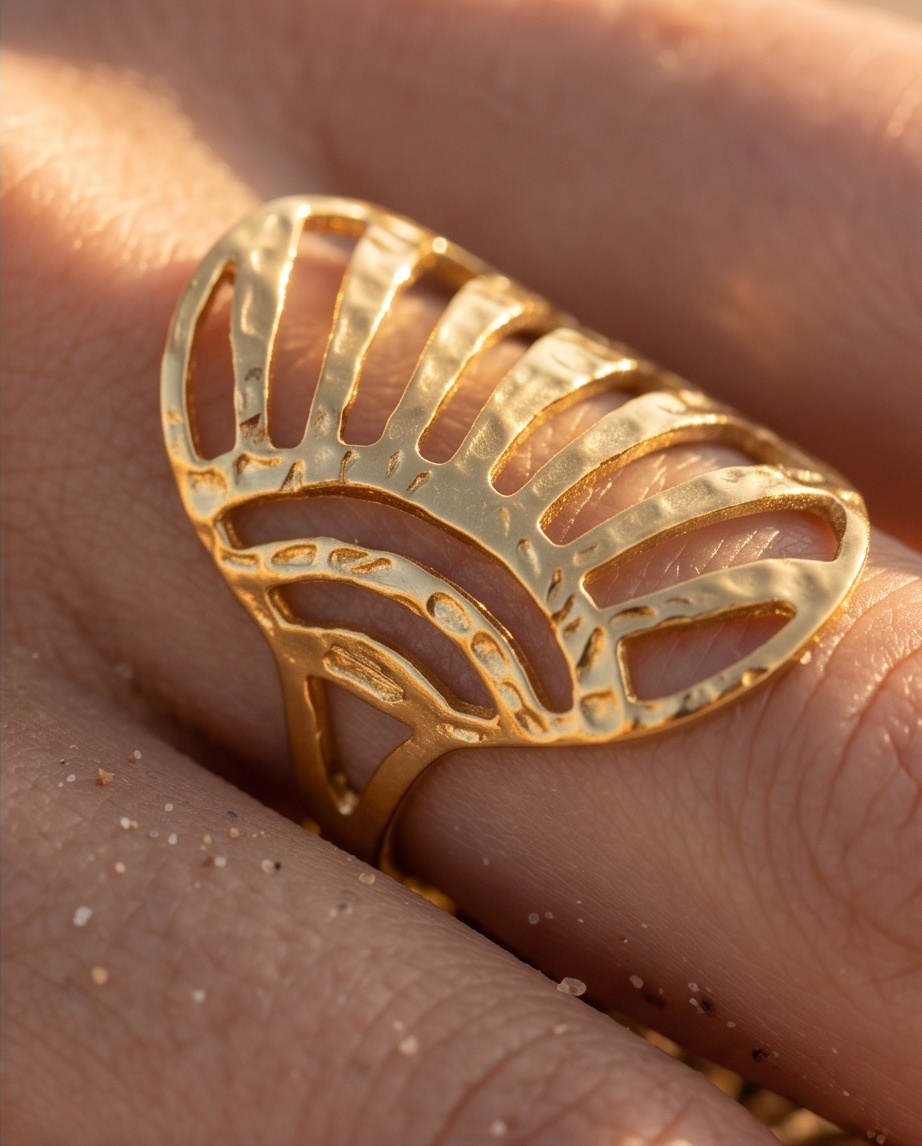 Brede ring met zonne-effect van roestvrij staal – Goud of zilver
